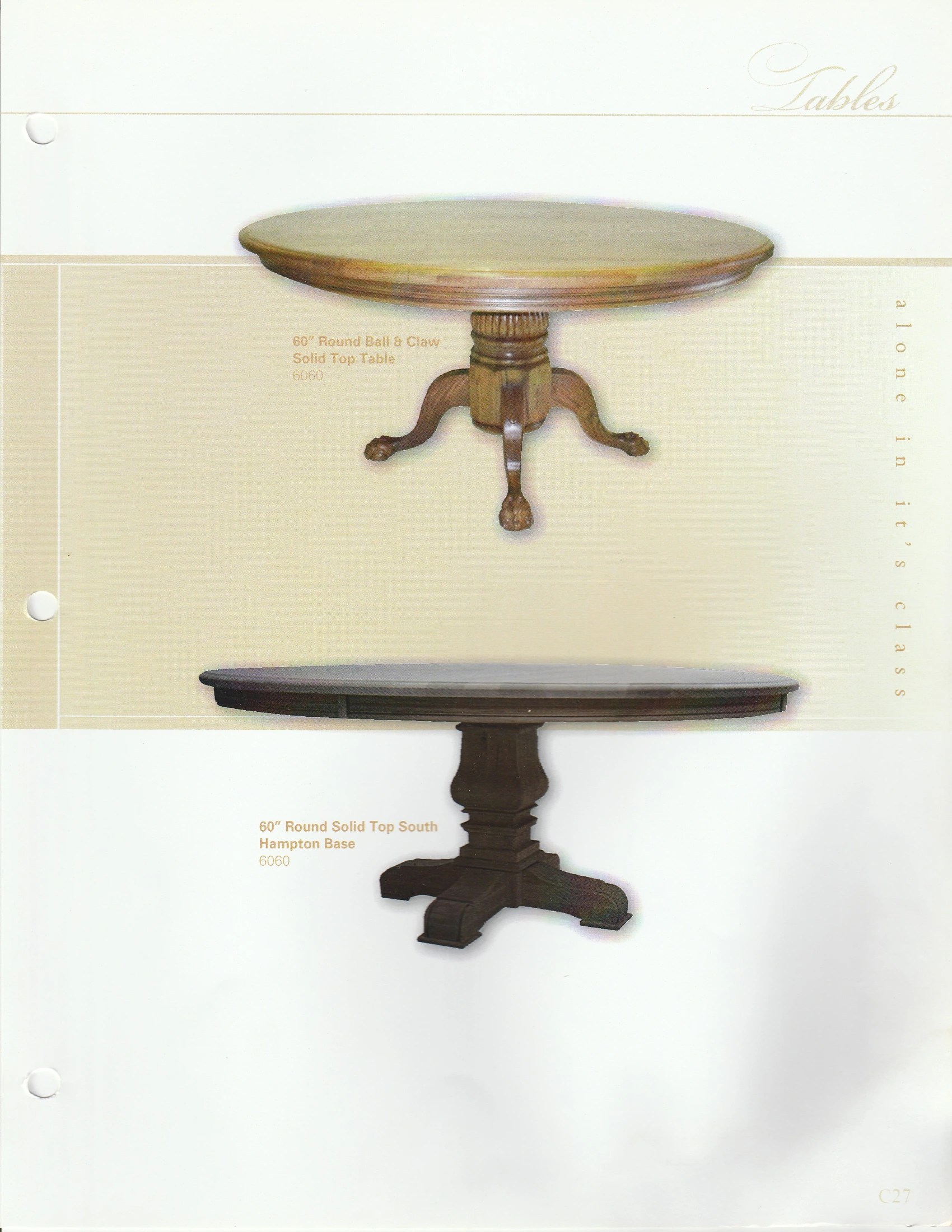 Tables catalogue cover